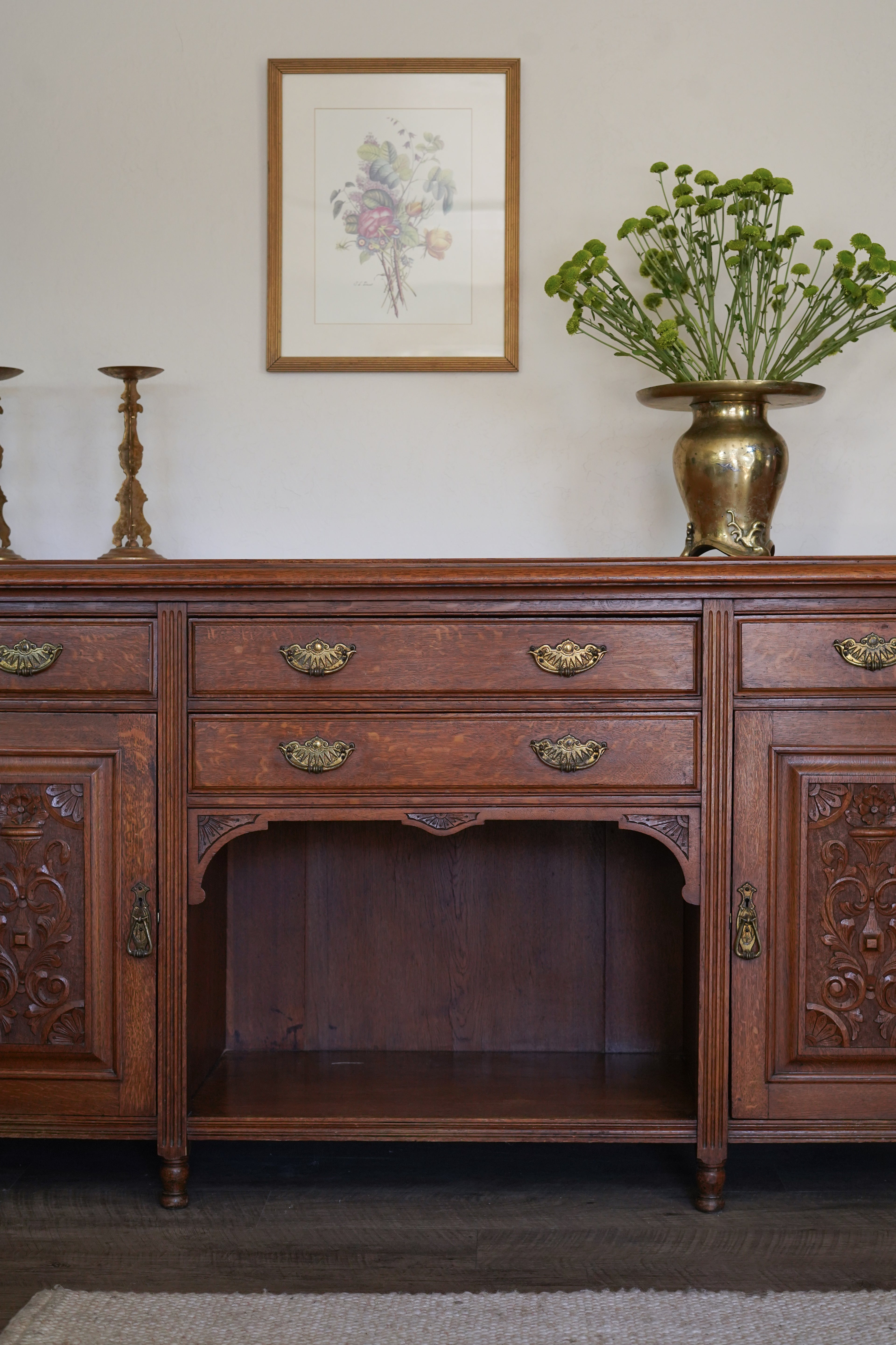 Antique Quarter Sawn Oak Buffet Sideboard