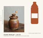 Ceramic Honey Jar — Lot 111, shown to scale next to a water bottle