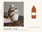 Ceramic Vase — Lot 110, shown to scale next to a water bottle