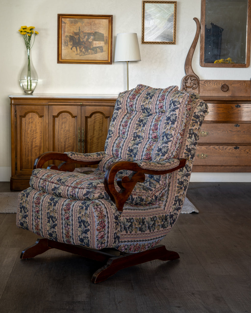 Vintage Wildflower Fabric Rocking Chair – Coil Springs