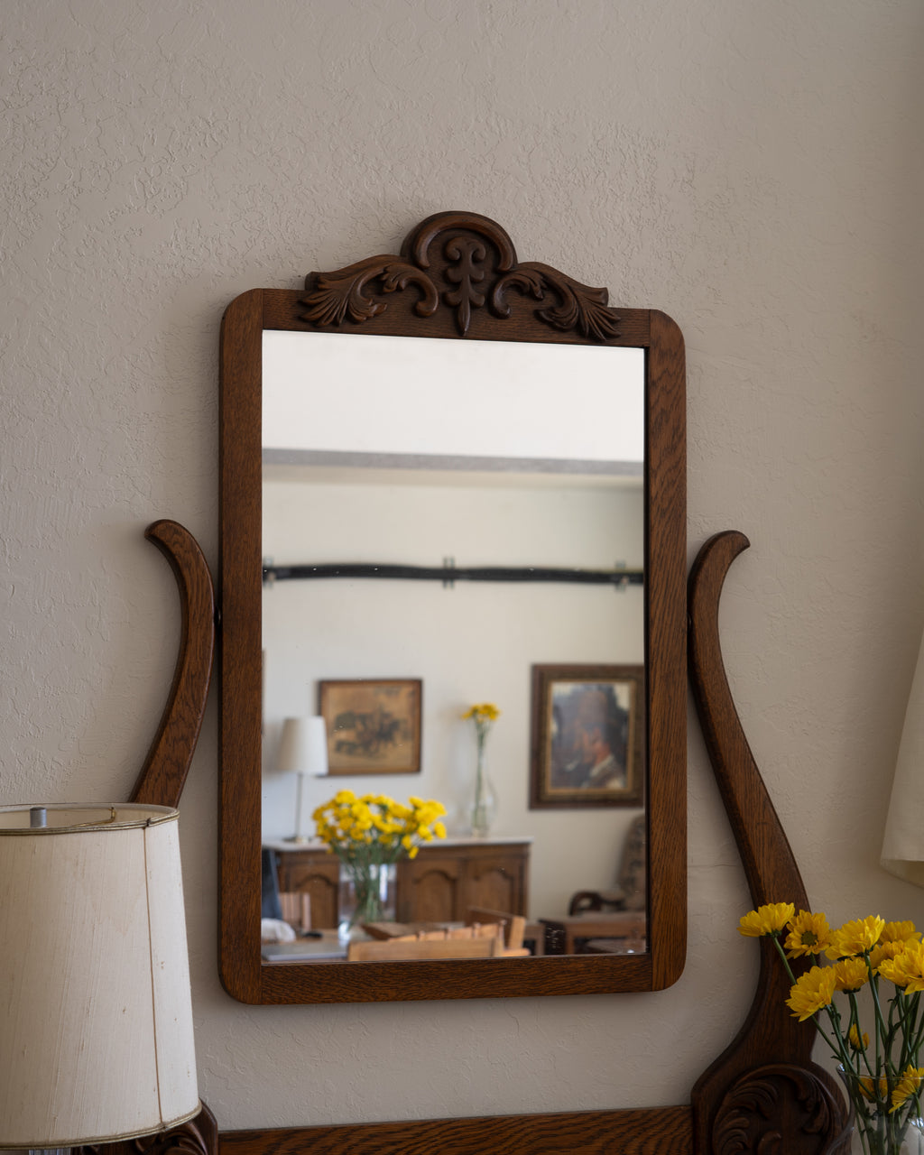 Antique Oak Three-Drawer Dresser with Original Mirror | c. 1900