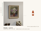 Florals — Lot 14, shown to scale next to a water bottle