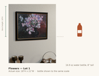 Flowers — Lot 1, shown to scale next to a water bottle
