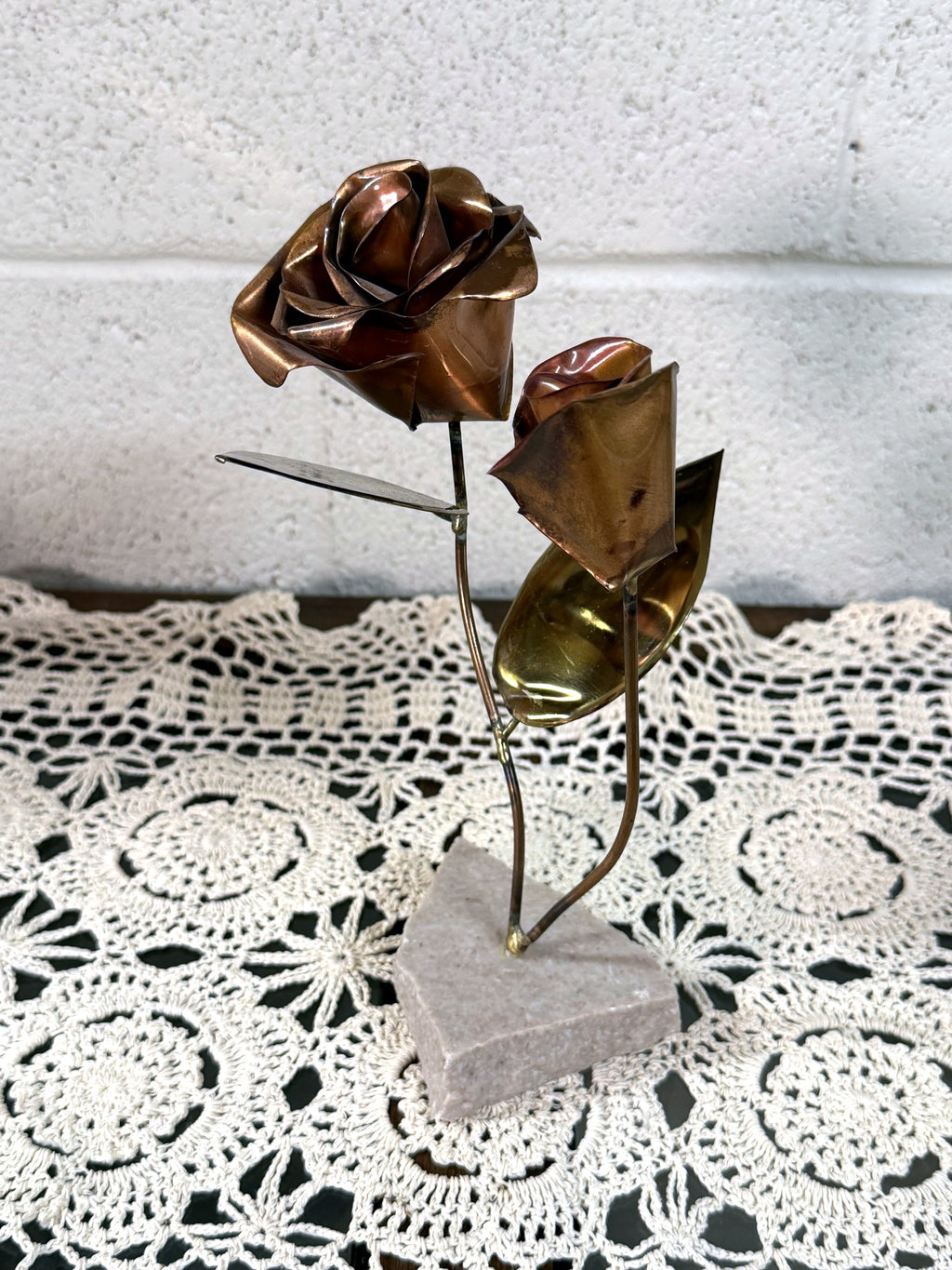 Vintage Copper and Brass Rose Sculpture