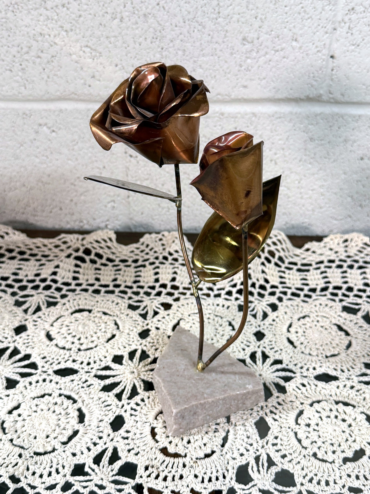 Vintage Copper and Brass Rose Sculpture