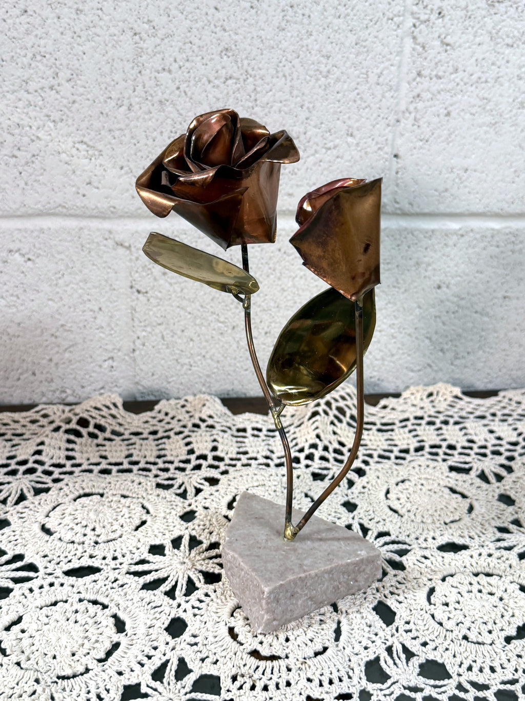 Vintage Copper and Brass Rose Sculpture