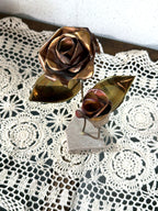 Vintage Copper and Brass Rose Sculpture, top view