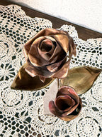 Vintage Copper and Brass Rose Sculpture, detail