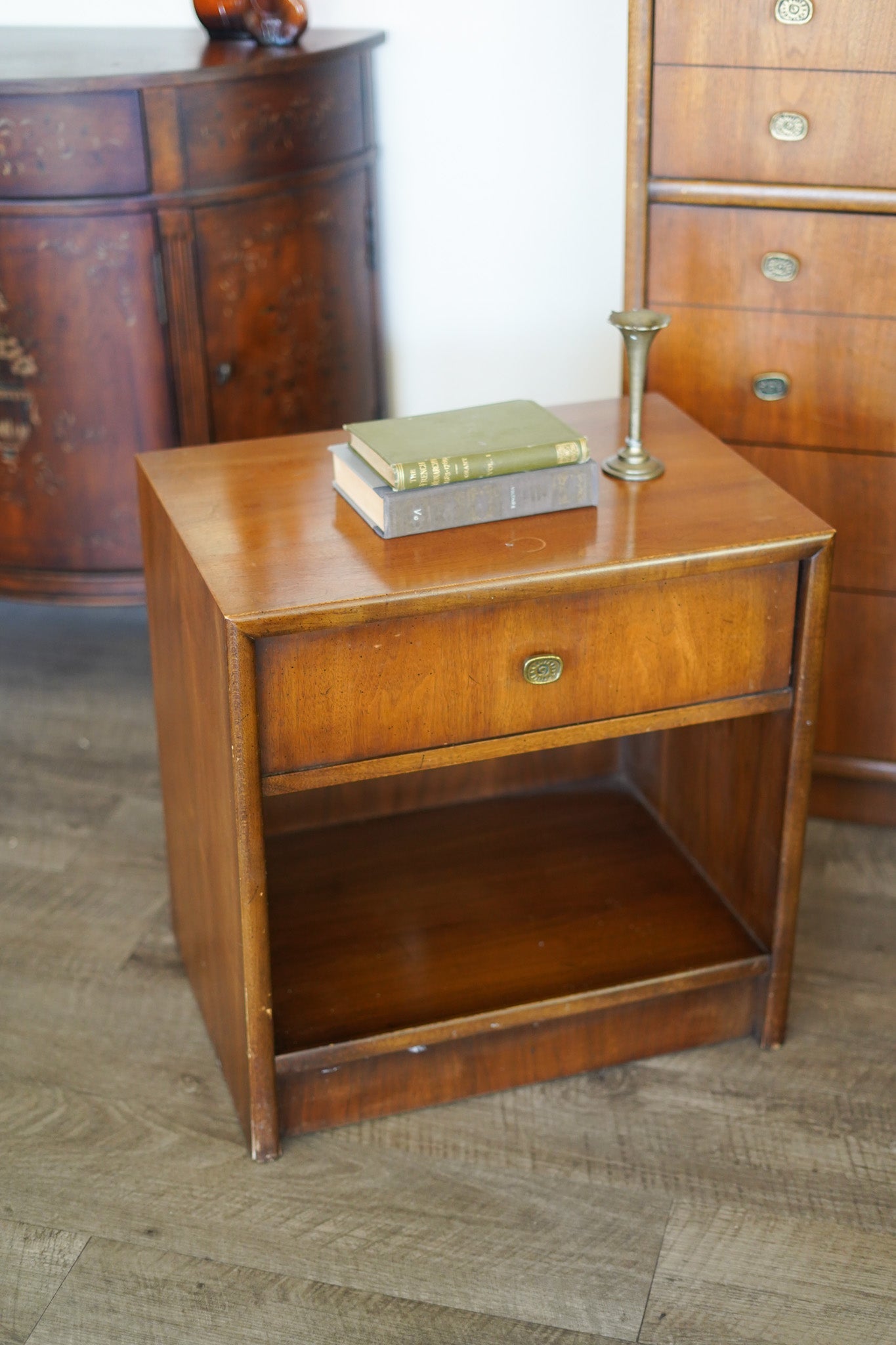 Vintage MCM Dresser with Matching Nightstand — Sold as a Set Only