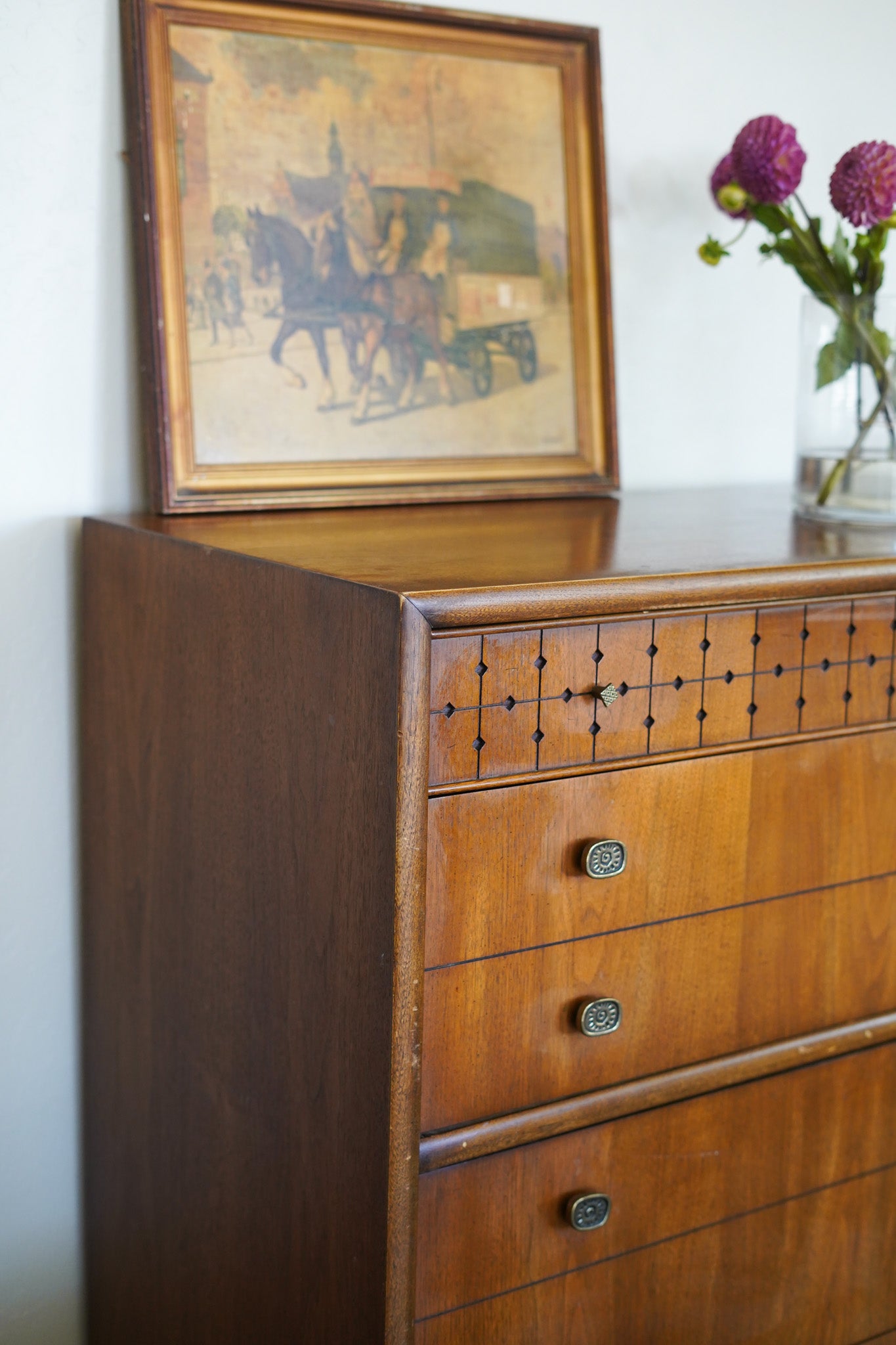 Vintage MCM Dresser with Matching Nightstand — Sold as a Set Only