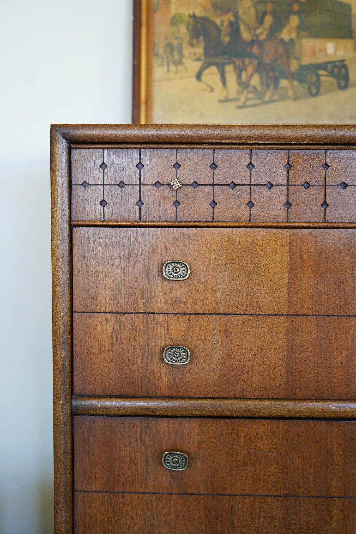 Vintage MCM Dresser with Matching Nightstand — Sold as a Set Only