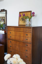 Vintage MCM Dresser with Matching Nightstand — Sold as a Set Only