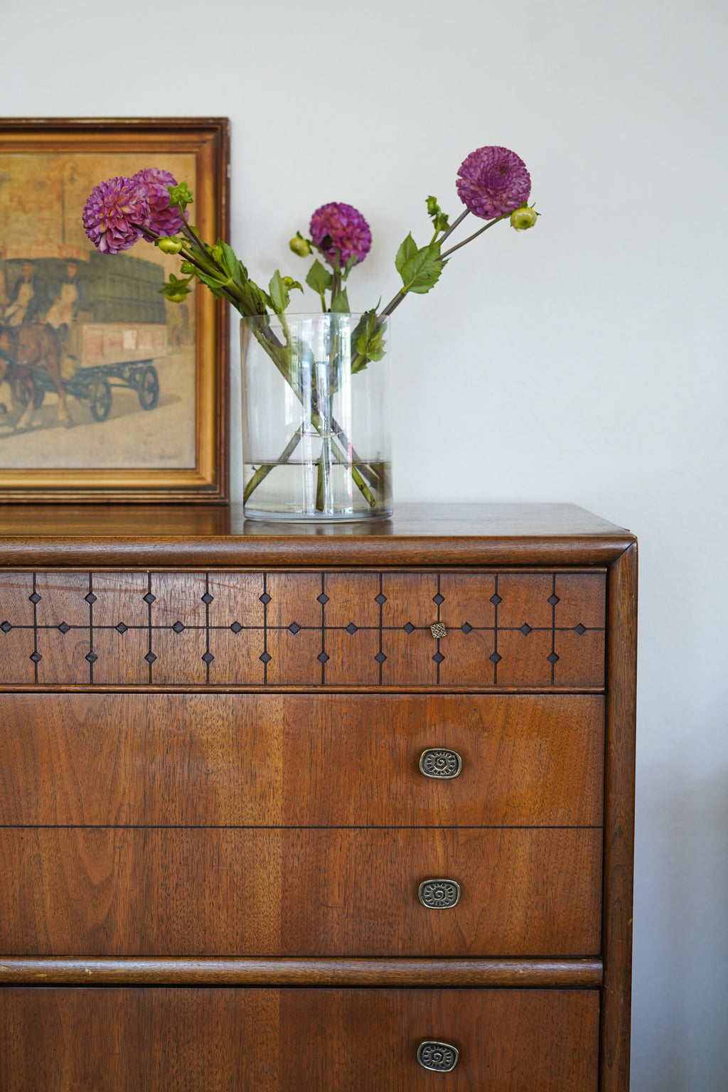 Vintage MCM Dresser with Matching Nightstand — Sold as a Set Only