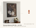 Textured Abstract Still Life — Lot 116, shown to scale next to a water bottle
