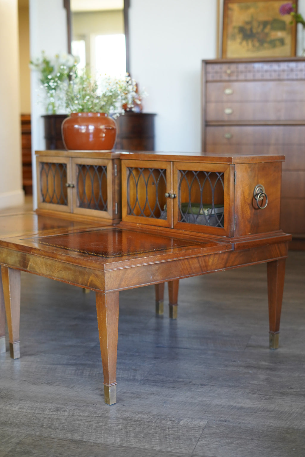 Vintage Leather-Wrapped Nightstands