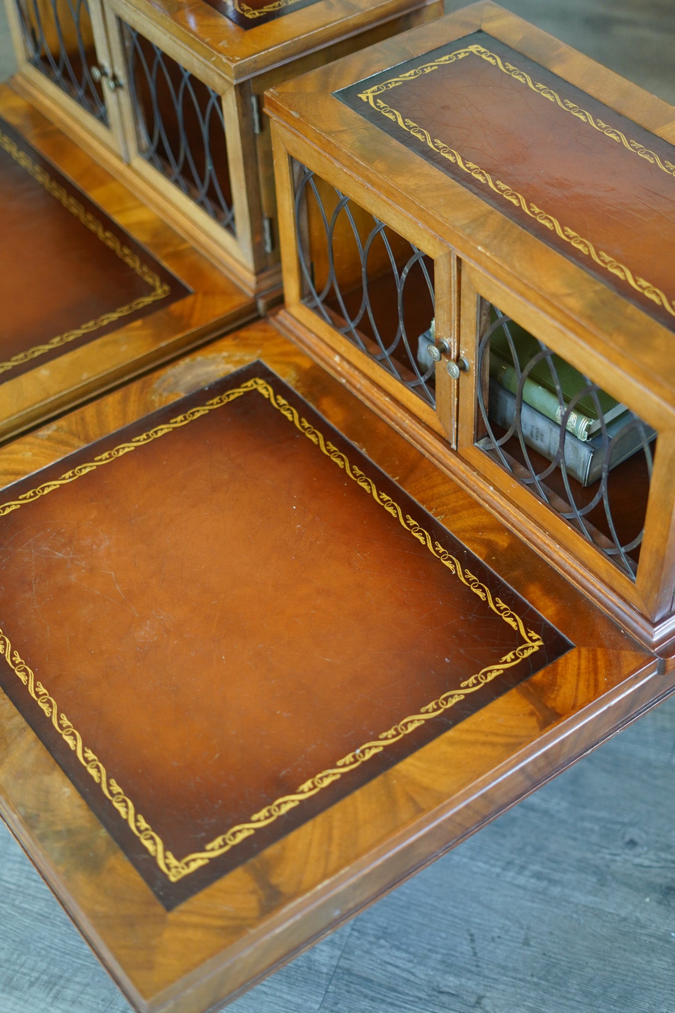 Vintage Leather-Wrapped Nightstands