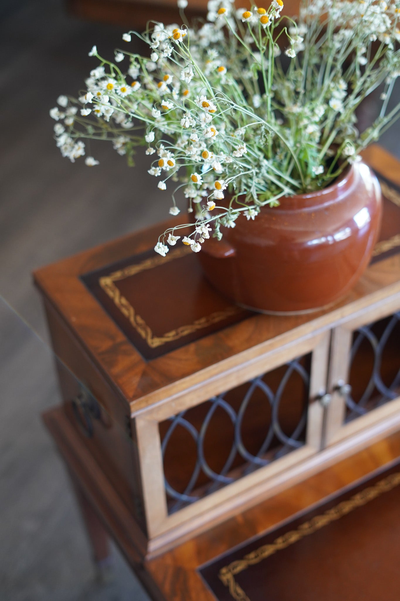 Vintage Leather-Wrapped Nightstands