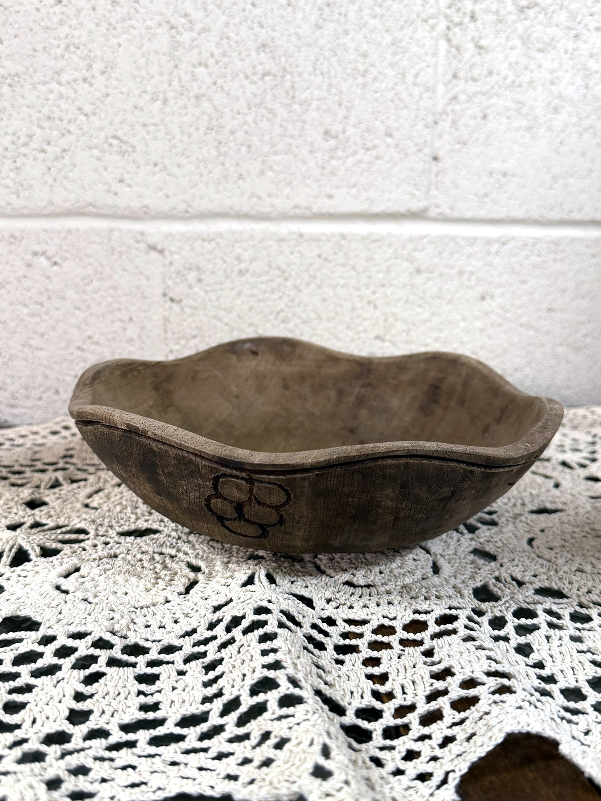 Vintage Wooden Small Fruit Bowl