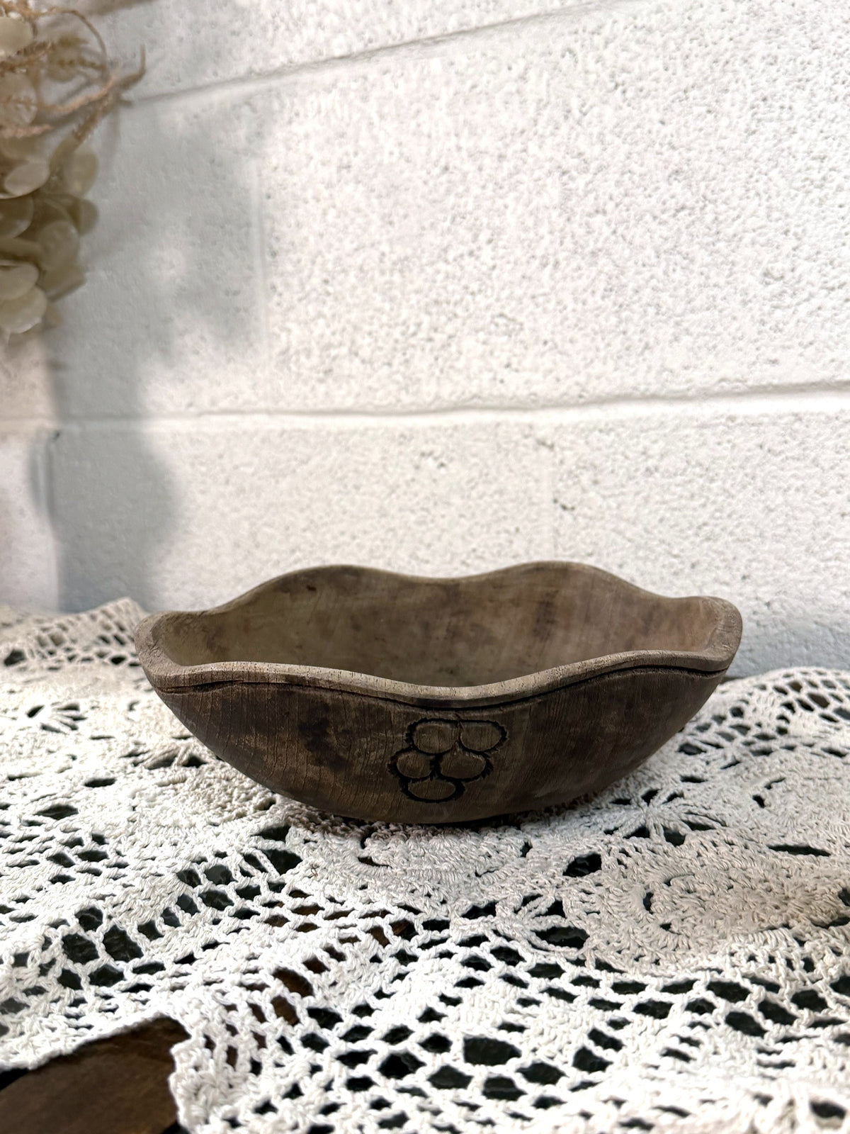 Vintage Wooden Small Fruit Bowl
