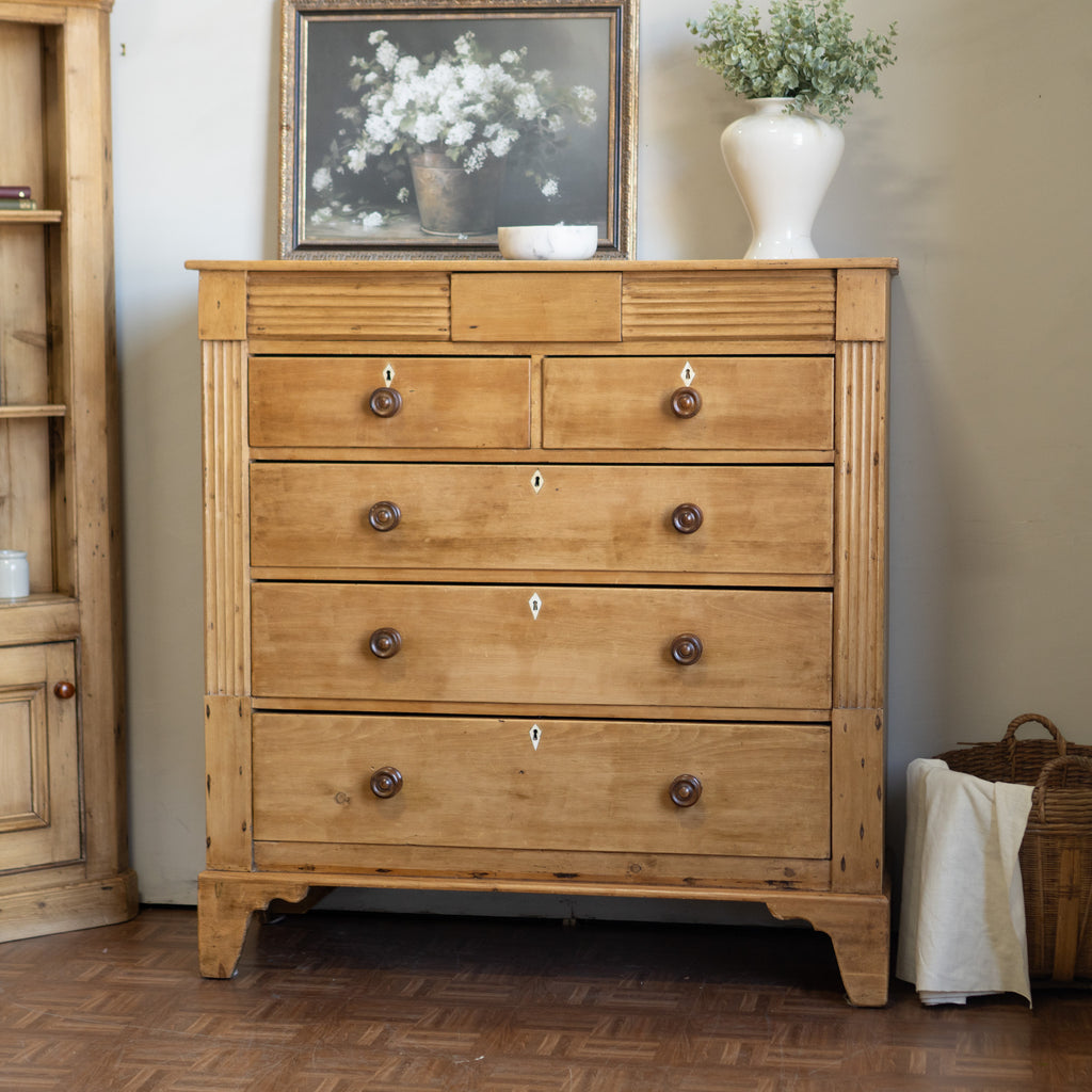 Antique c.1900 Classical Revival Chest | 5 Drawers + Secret Drawer | Continental