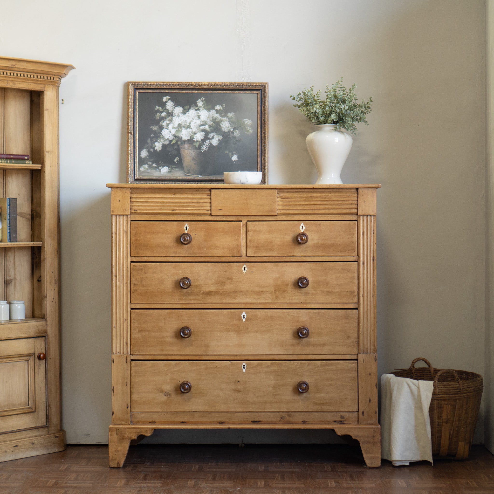 Antique c.1900 Classical Revival Chest | 5 Drawers + Secret Drawer | Continental