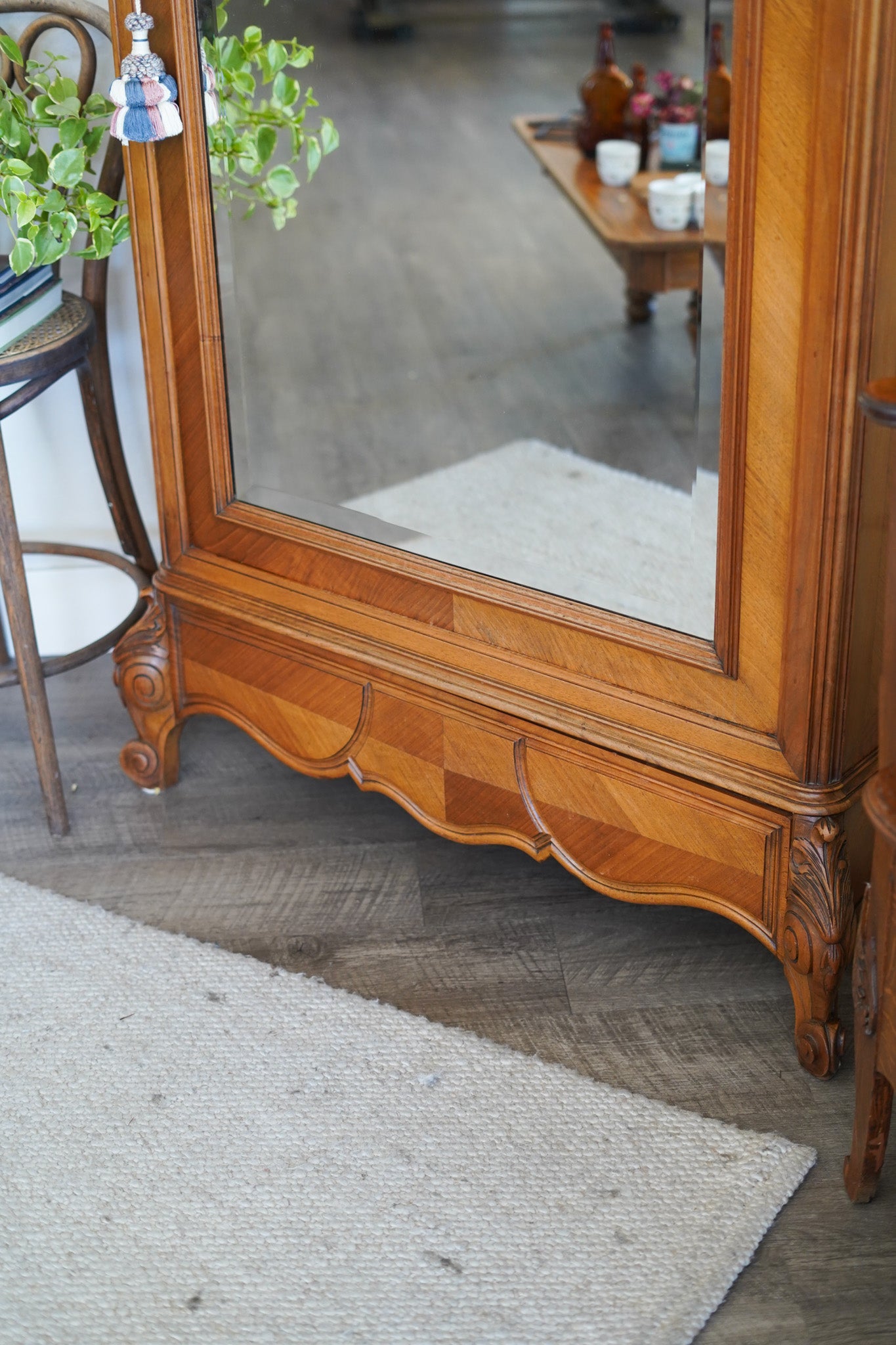 Vintage French Provincial Louis XV-Style Mirrored Armoire