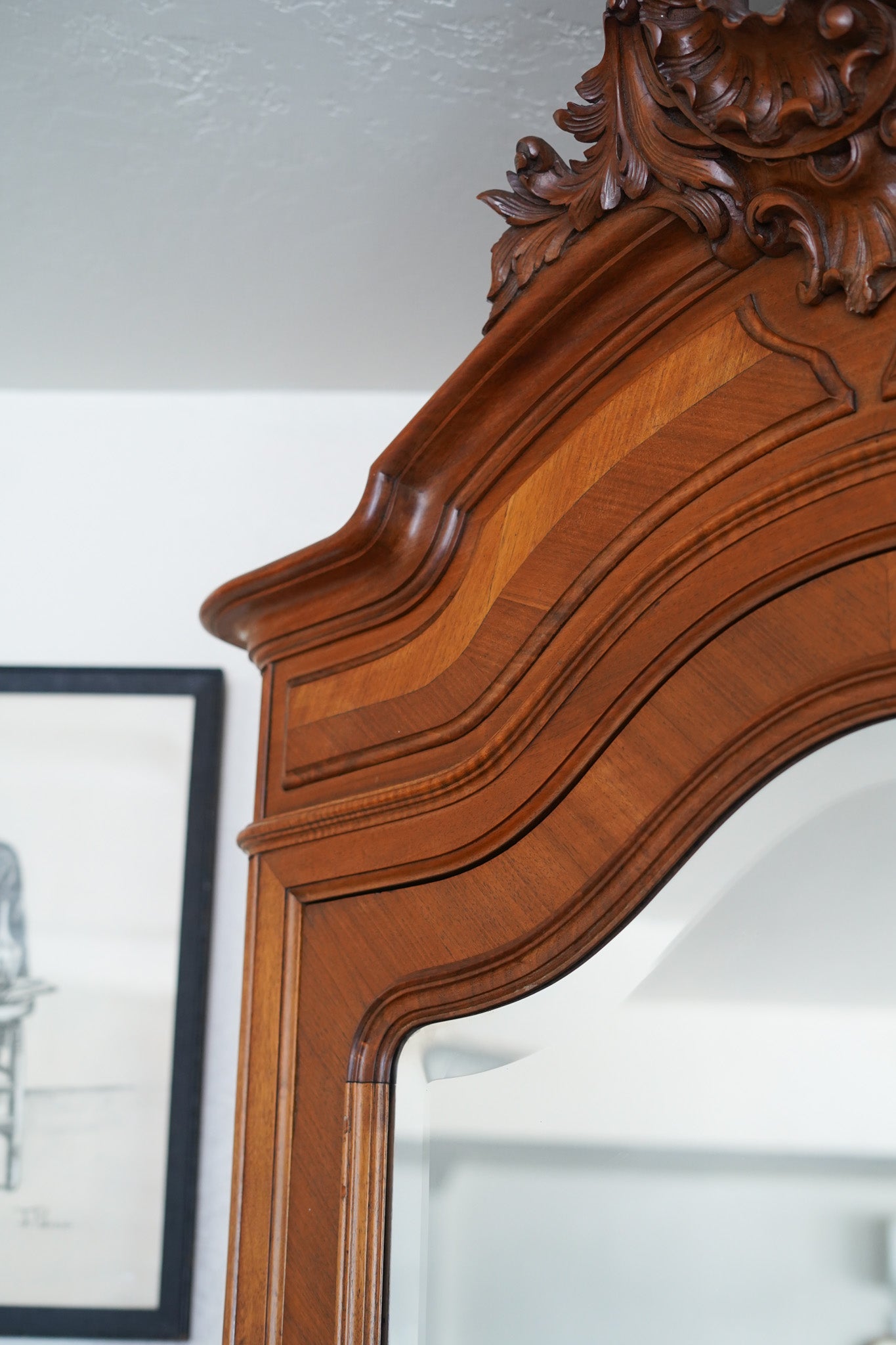 Vintage French Provincial Louis XV-Style Mirrored Armoire