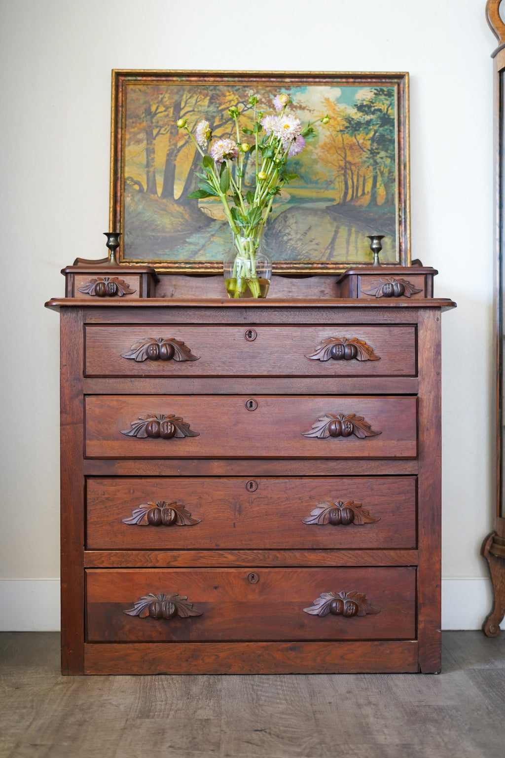 Antique Fruit Handle Dresser (Dark Finish)