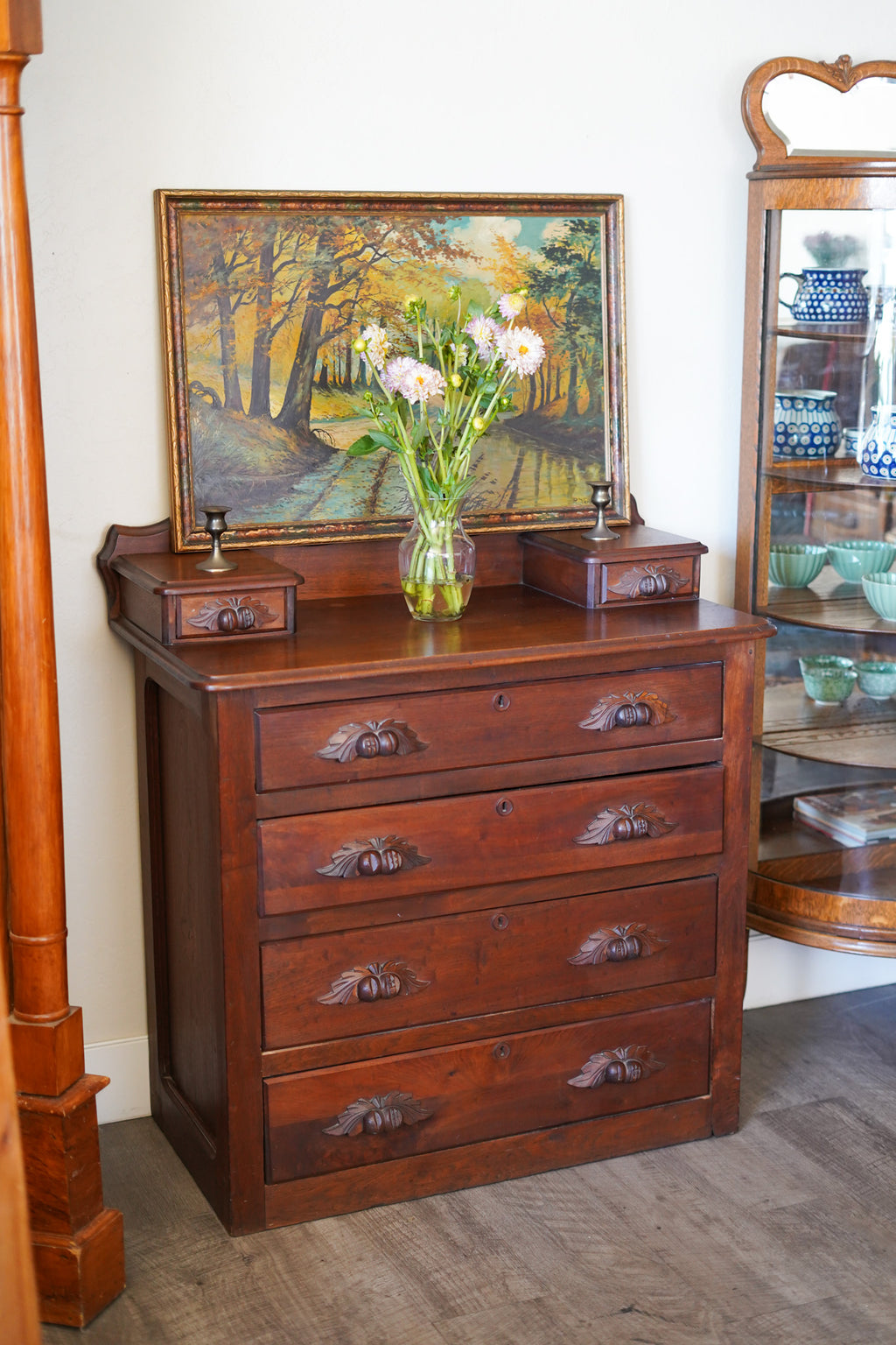 Antique Fruit Handle Dresser (Dark Finish)