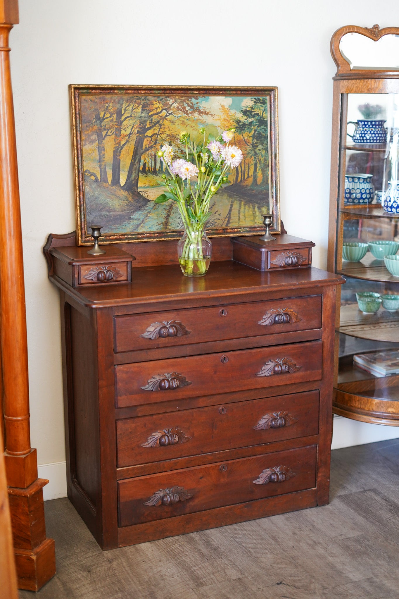 Antique Fruit Handle Dresser (Dark Finish)