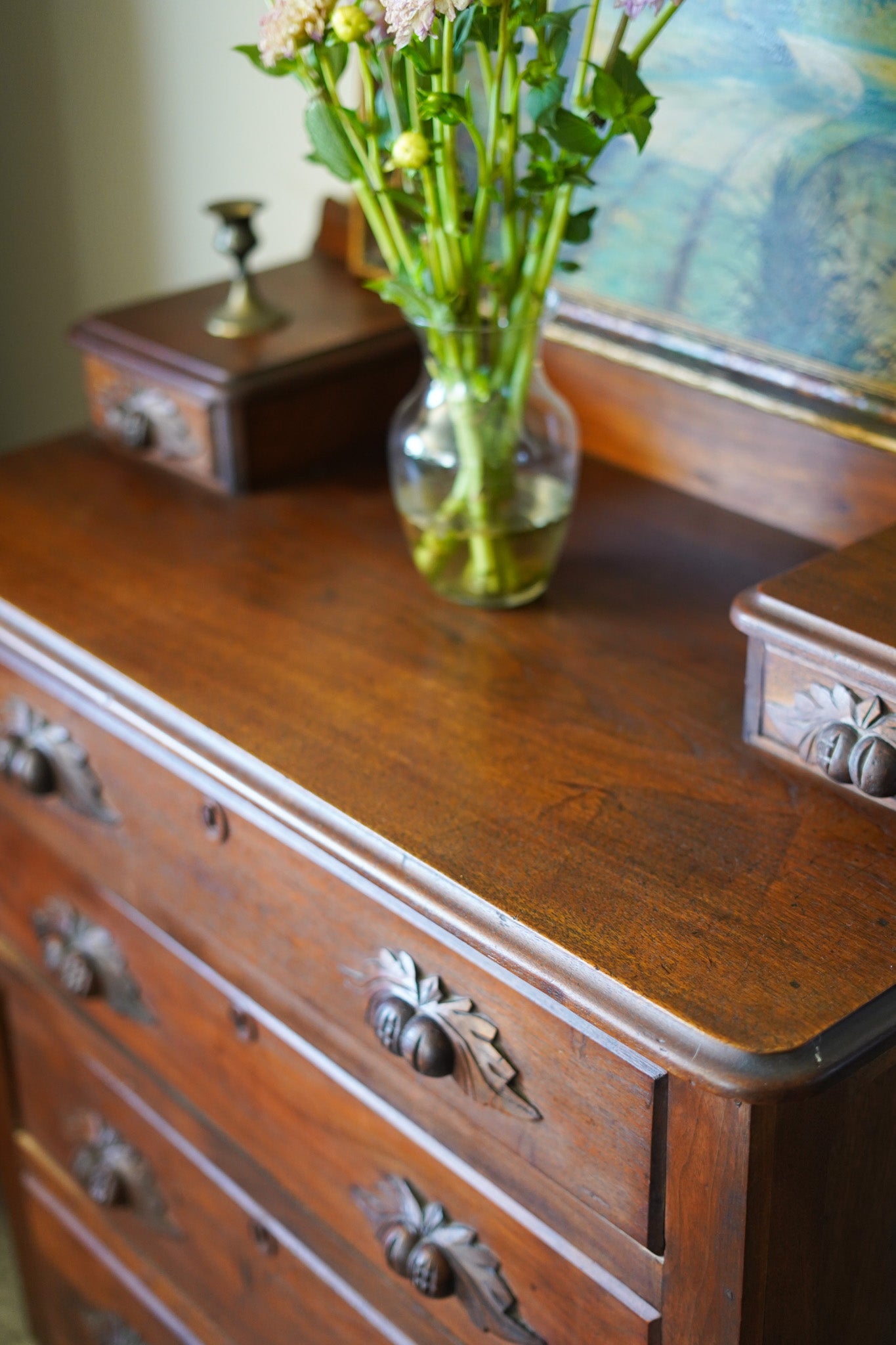 Antique Fruit Handle Dresser (Dark Finish)