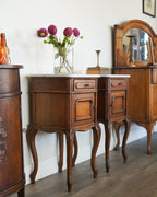 Antique Chippendale-Style Marble-Top Nightstands (Pair)