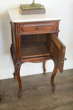 Antique Chippendale-Style Marble-Top Nightstands (Pair)