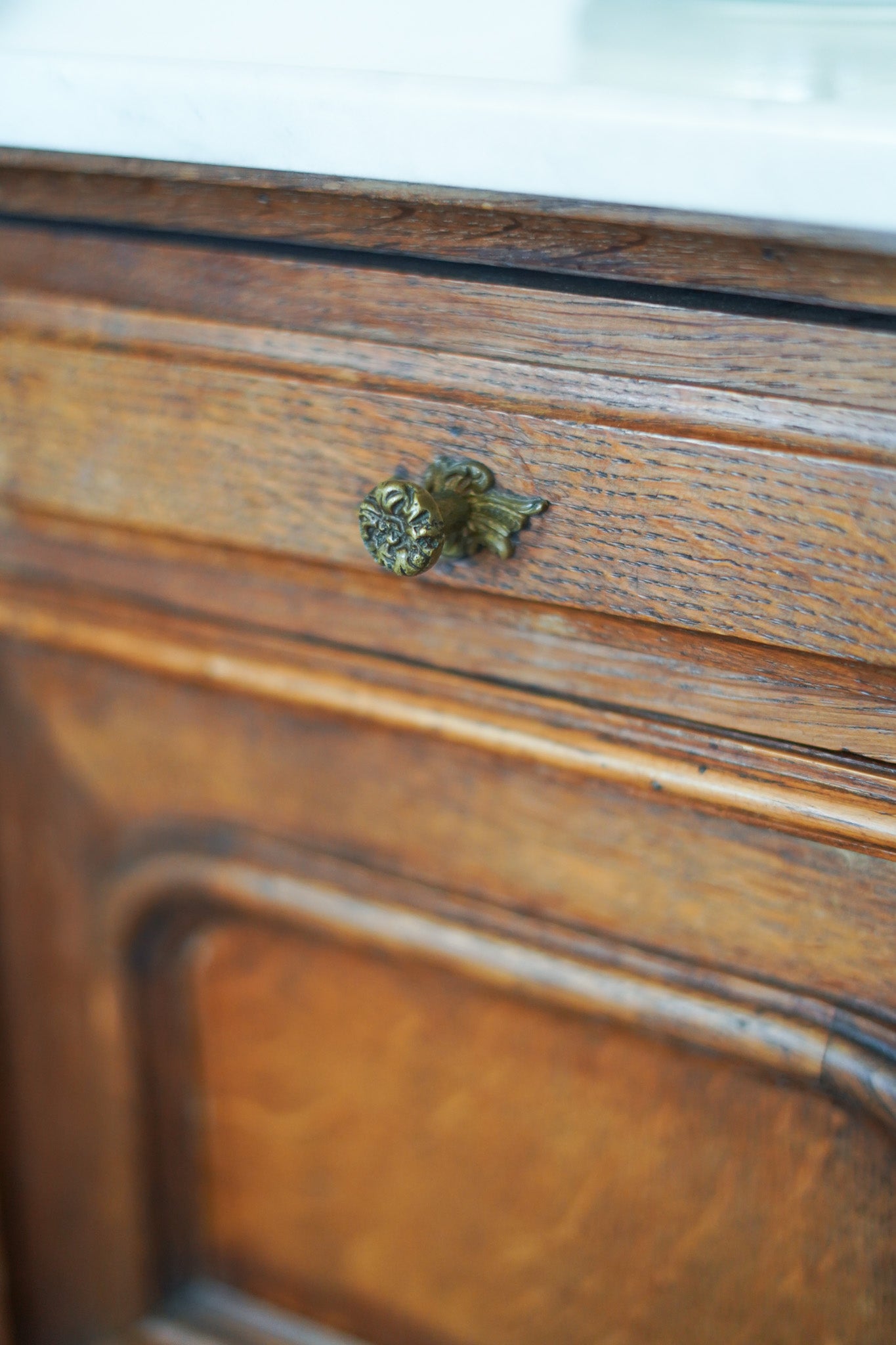 Antique Chippendale-Style Marble-Top Nightstands (Pair)