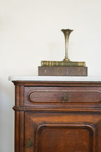 Antique Chippendale-Style Marble-Top Nightstands (Pair)