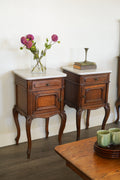 Antique Chippendale-Style Marble-Top Nightstands (Pair)