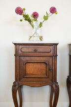 Antique Chippendale-Style Marble-Top Nightstands (Pair)