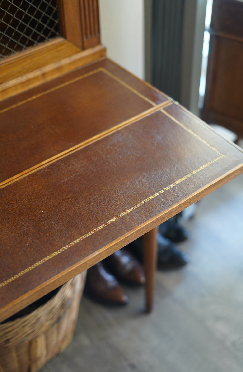 Vintage Secretary Desk with Cabinet — 1930s (No Key)