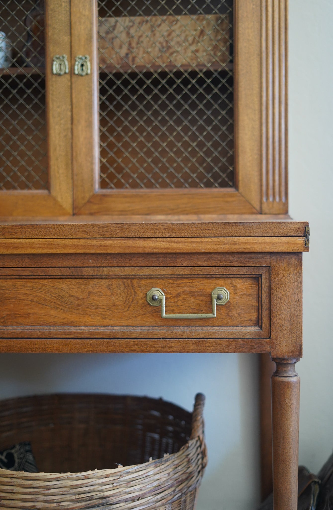 Vintage Secretary Desk with Cabinet — 1930s (No Key)