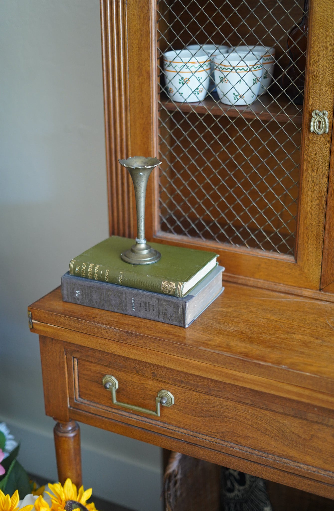 Vintage Secretary Desk with Cabinet — 1930s (No Key)