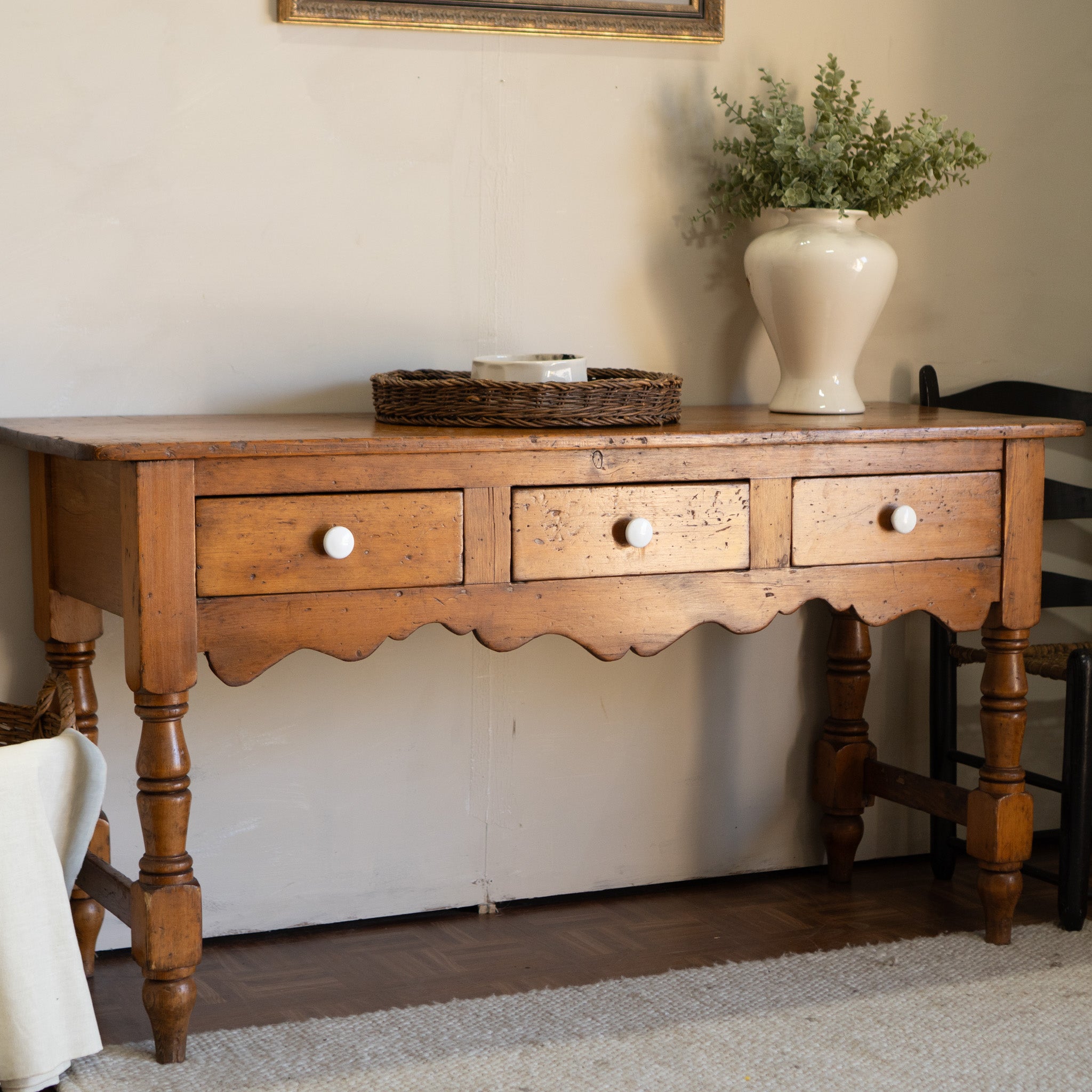 Antique Pine Farmhouse Console Table | 100+ Years | Dovetail Drawers | $675