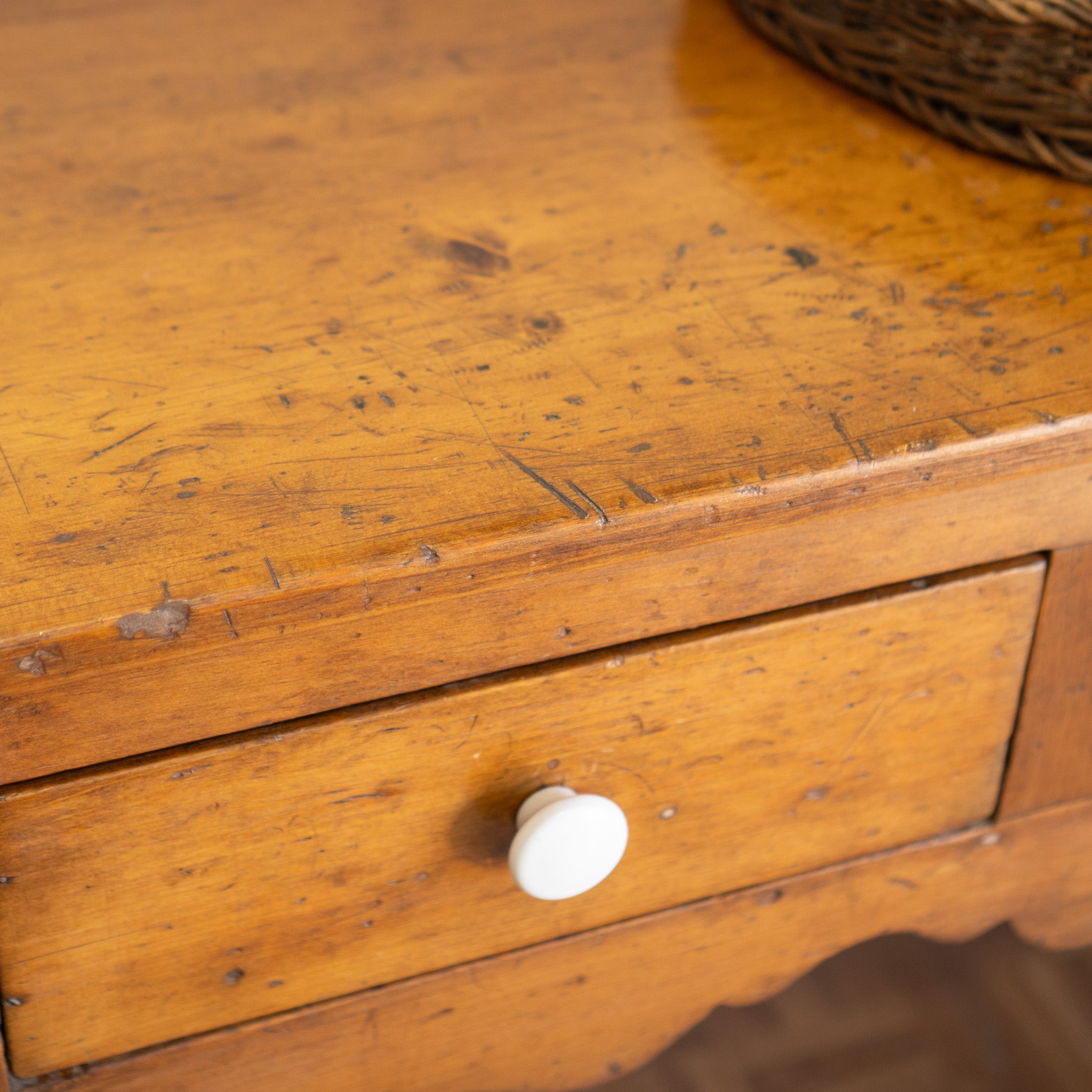 Antique Pine Farmhouse Console Table | 100+ Years | Dovetail Drawers | $675