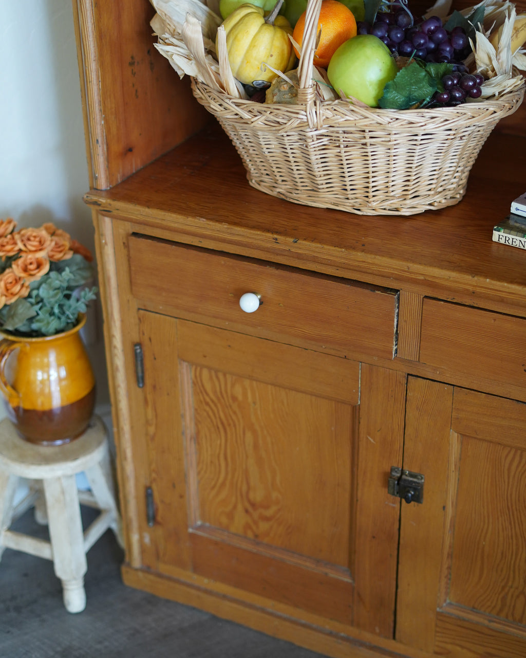 Antique Pine Hutch – Tall Antique Kitchen Cabinet | San Jose