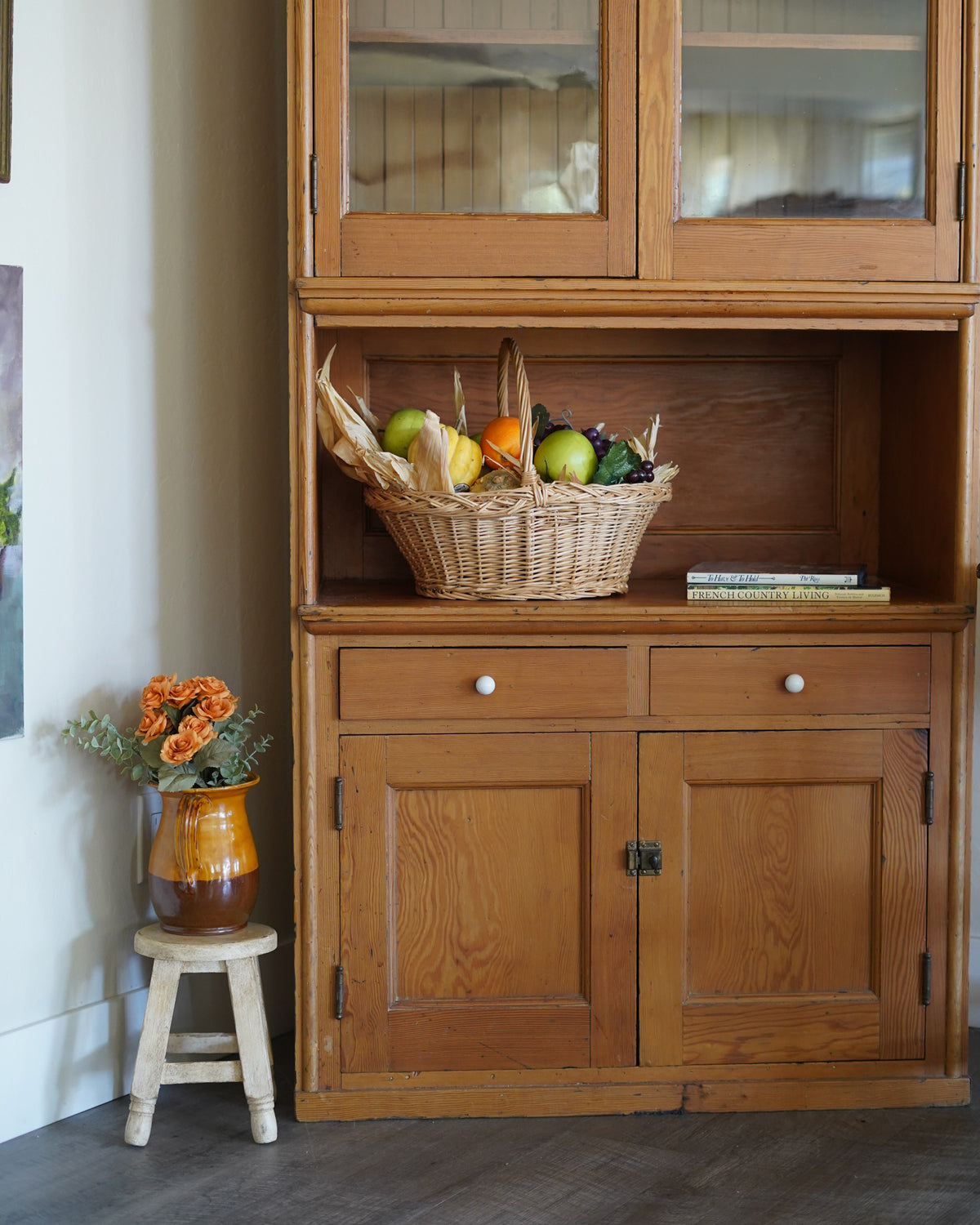 Antique Pine Hutch – Tall Antique Kitchen Cabinet | San Jose