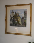 Hand-colored etching of the Plönlein, Rothenburg, by Hans Böhme