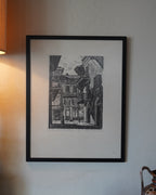 Charles Surendorf woodcut, St. Peter Street from Pirate's Alley, New Orleans