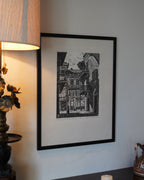 Charles Surendorf woodcut, St. Peter Street from Pirate's Alley, New Orleans