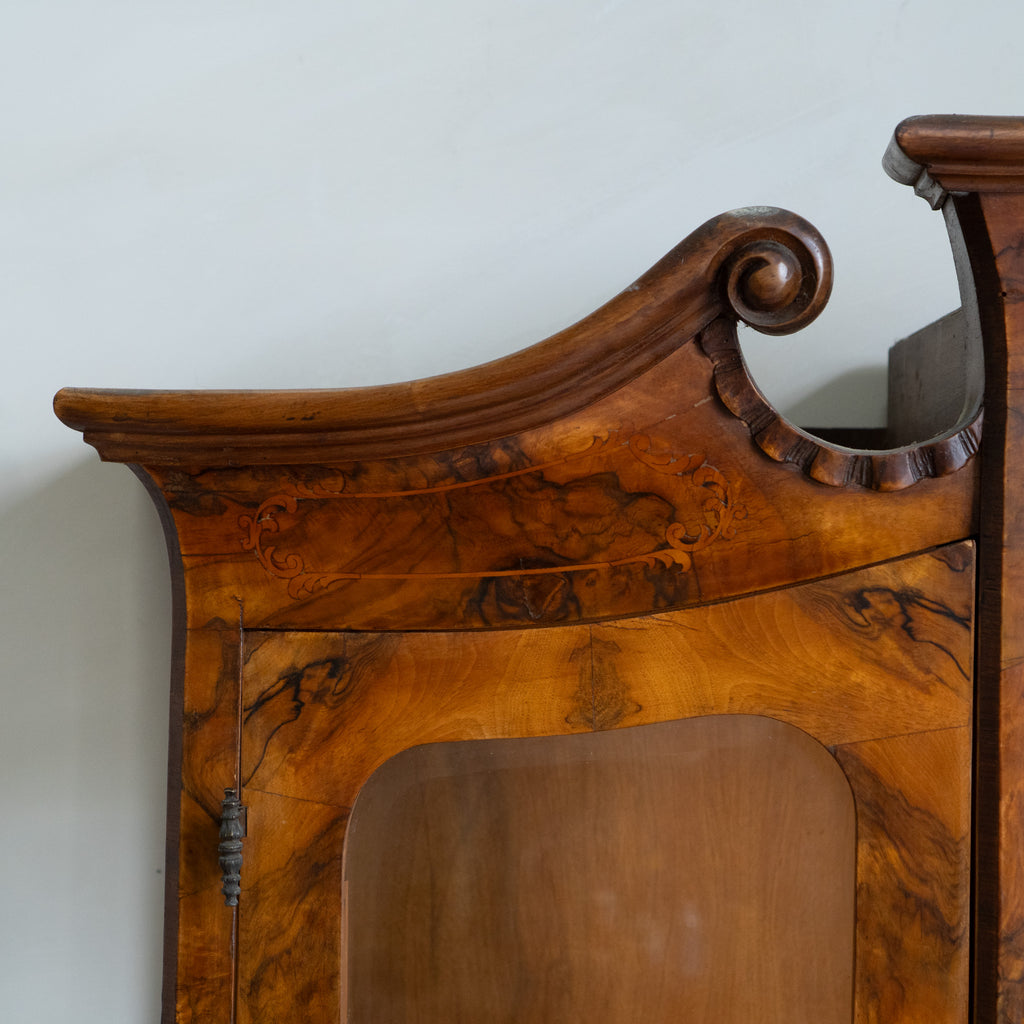 Vintage Bombay China Cabinet | Burl Wood Veneer | Statement Piece