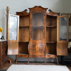 Vintage Bombay China Cabinet | Burl Wood Veneer | Statement Piece