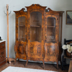Vintage Bombay China Cabinet | Burl Wood Veneer | Statement Piece